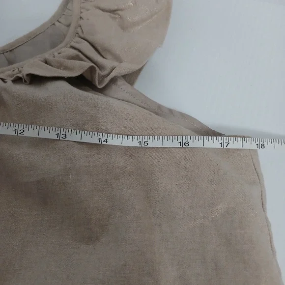 Worthington Womens Beige Gold Metallic Linen Blend Shift Dress Size 8 - Picture 7 of 8